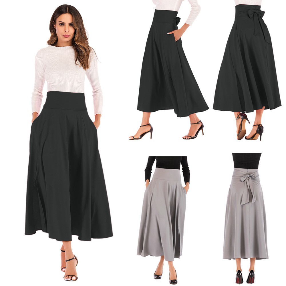 high waisted full maxi skirt