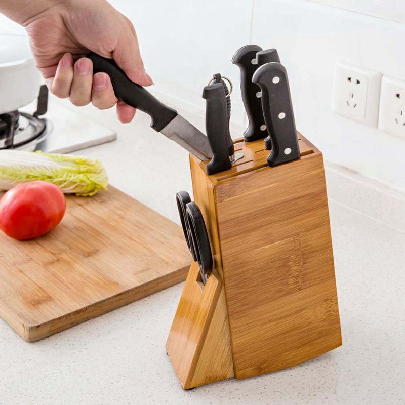 Wood stand knife holder block storage rack kitchen(knife not included ...