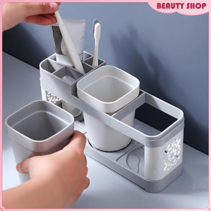 [Wishshopelxj] Toothbrush Holder  Storage Caddy Set for Vanity Counter Sink Family Adults