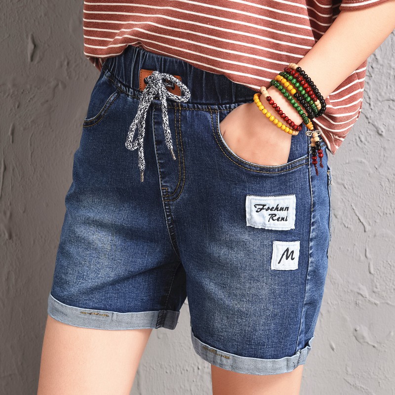 elastic waist jean shorts womens