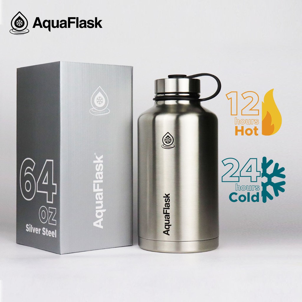 Aquaflask 64oz Wide Mouth with Spout Lid Vacuum Insulated Stainless ...