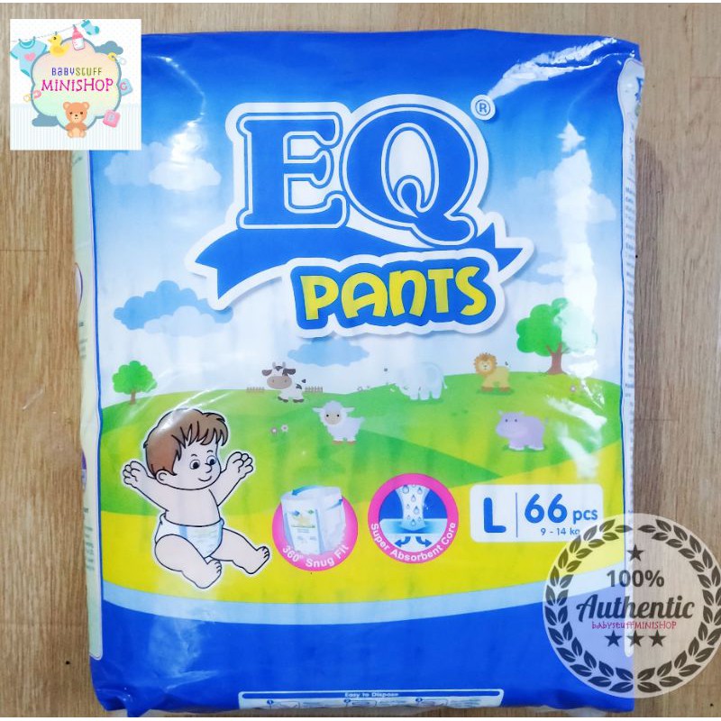 EQ pants large 40 or 66 pcs pull up pants/baby diapers cotton Shopee