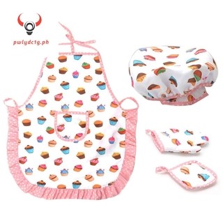 4Pcs Kids Cooking and Baking Set Includes Apron for Little Girls, Chef Hat, for Toddler Dress Up #1