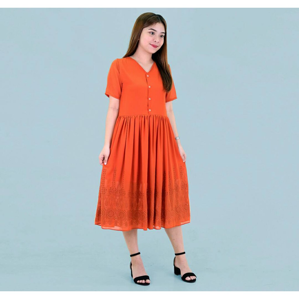 rust orange midi dress