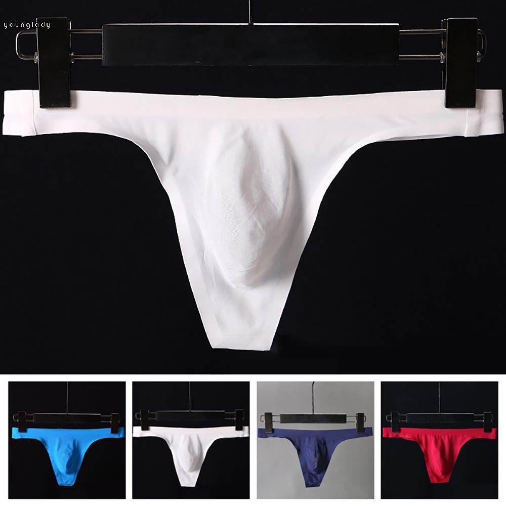 Mens Sexy Soft Low Rise G-String Thong solid color T-Back Seamless ...