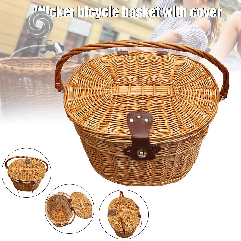 wicker front bike basket