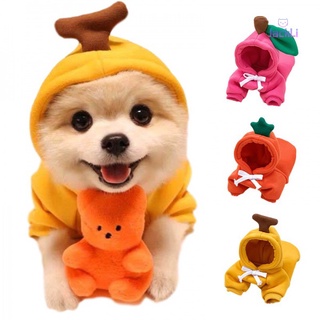 Warm pet dog clothes winter cute fruit dog coat hooded fleece dog costume jacket for French bulldog Chihuahua 4FHG