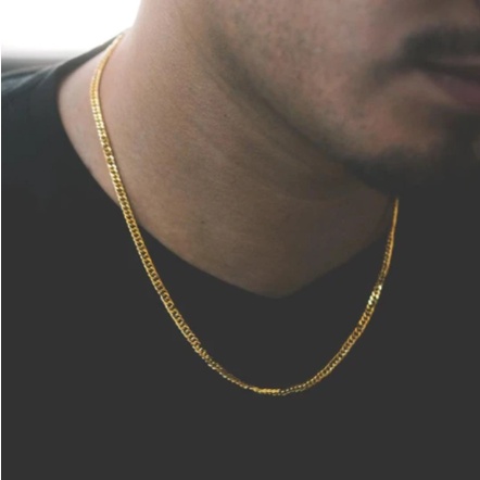 G WOLF 4mm Curb Chain Gold Necklace Cuban Curb Chain for Men 18k Saudi Gold Necklace Pawnable Origin