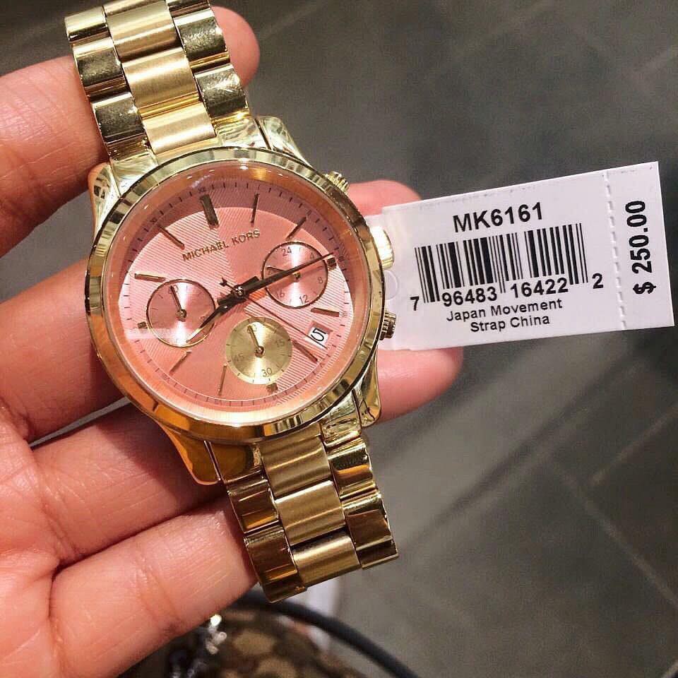 pink and gold michael kors watch