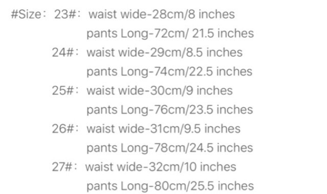 size 12 in pants inches