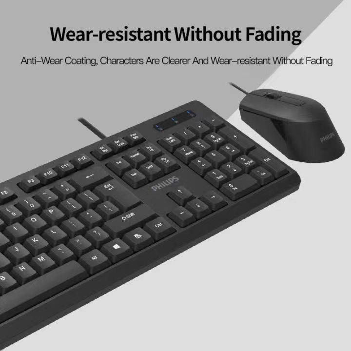 H&Z Philips C234 Wired USB Keyboard and Mouse Combo Portable Mouse