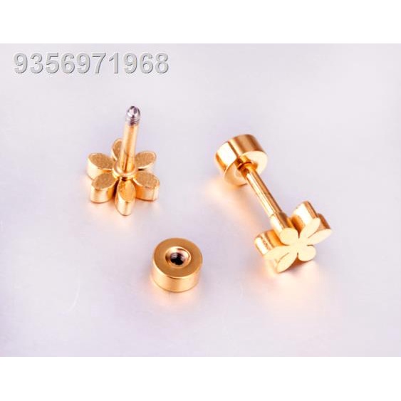 VelvetBoxx RANDOM Earrings with Screw Type Lock Stainless Steel Stud Earrings 10k Gold So Cute For K