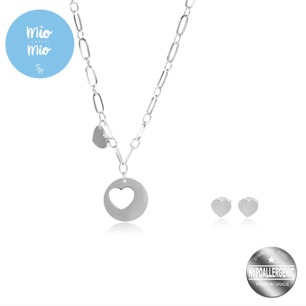 Mio Mio by Silverworks CutOut Heart Earrings&Necklace Fashion