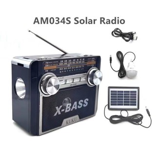 kuku Rechargeable Solar AM/FM Radio with USB/SD/TF MP3 Player
