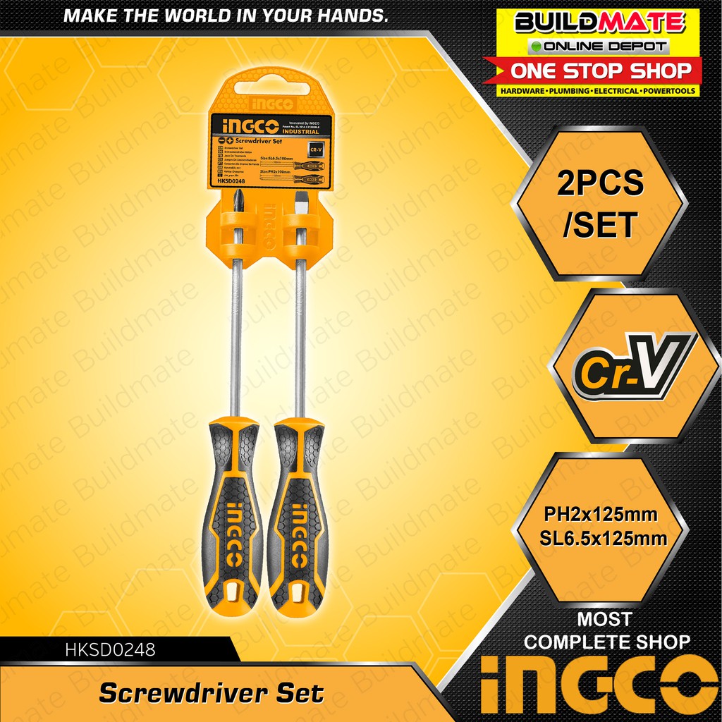 INGCO Screwdriver 2PCS/SET HKSD0248 •BUILDMATE• | Shopee Philippines