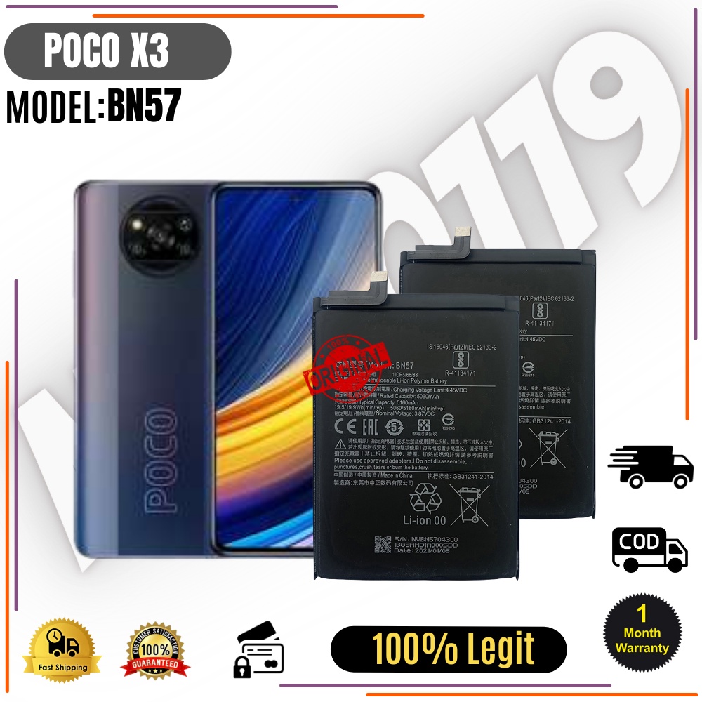 Xiaomi POCO Phone X3, X3 PRO Battery, Model BN57 Original Quality