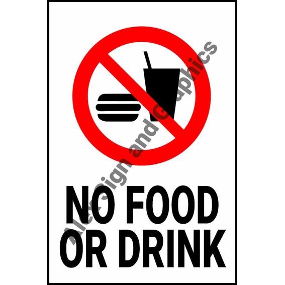 No Food Or Drink Pvc Signage - A4 Size (7.5 X 11.25 Inches) 