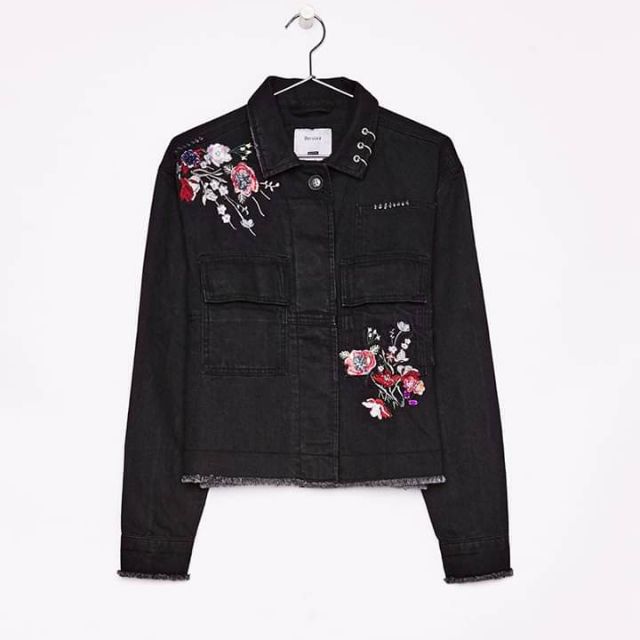 bershka denim jacket black