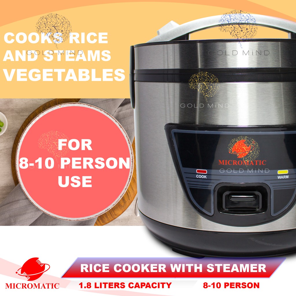 Micromatic Rice Cooker 1.8l With Steamer Jar Type Yellow Elephant Everyday Low Price Shopee
