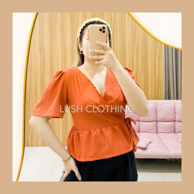 LUSH CLOTHING Dawn Swiss dot Wrap around Casual BKK Inspired Top Shopee Philippines
