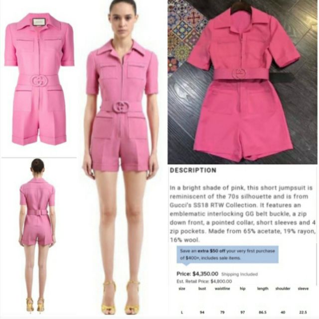 GUCCI Pink Short Jumpsuit | Shopee Philippines