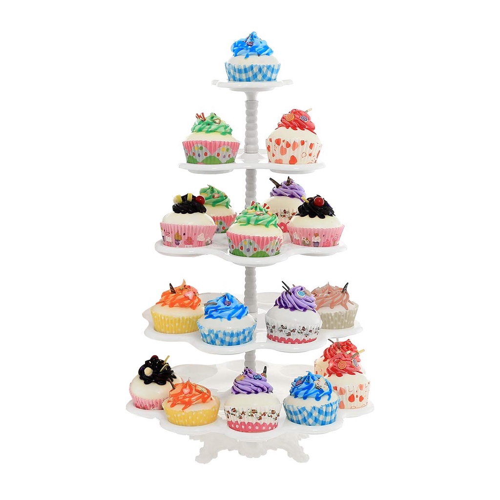 MP Collapsible 5-LAYER Cupcake Stand 27 Cupcakes Holder Plastic Tree ...