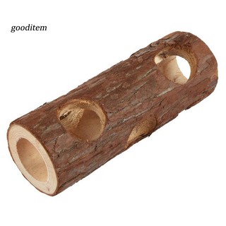 GDTM_Pet Hamsters Mouses Wood Tunnel Tube Hollow Tree Trunk Teeth Grinding Chew Toy #6