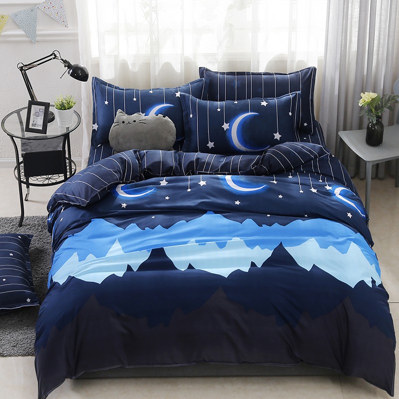 Moon And Stars Duvet Cover Fashion Decoration Flat Sheet Bed Linen