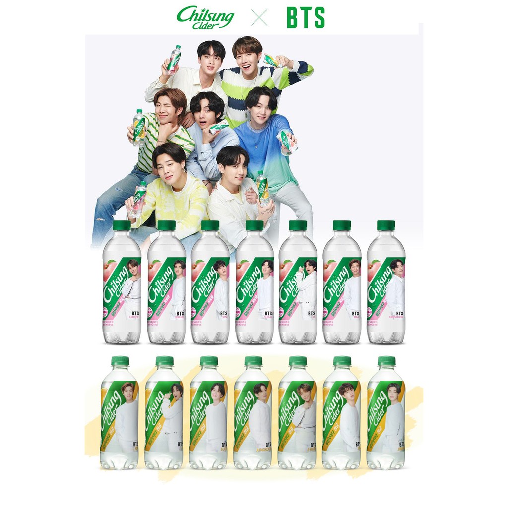 Chilsung Cider x BTS Peach/Tangerine Flavored Drink 500mL Korean Drinks