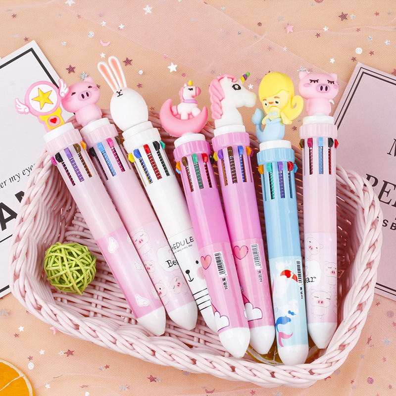 Kawaii Xmas Sequin 10 Color Ballpoint Pen Marker for Journal Diary Stationery 