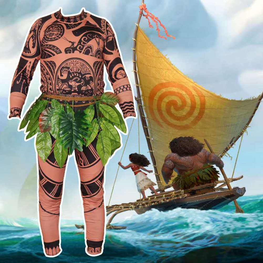 Halloween Costumes Moana Cosplay Maui Suit Maui Tops Pants Leaf Belt 3pcs Shopee Philippines