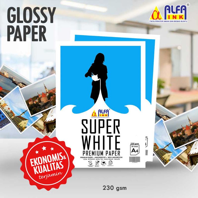 Alfaink SUPER WHITE PAPER GLOSSY A4/230G Shopee Philippines