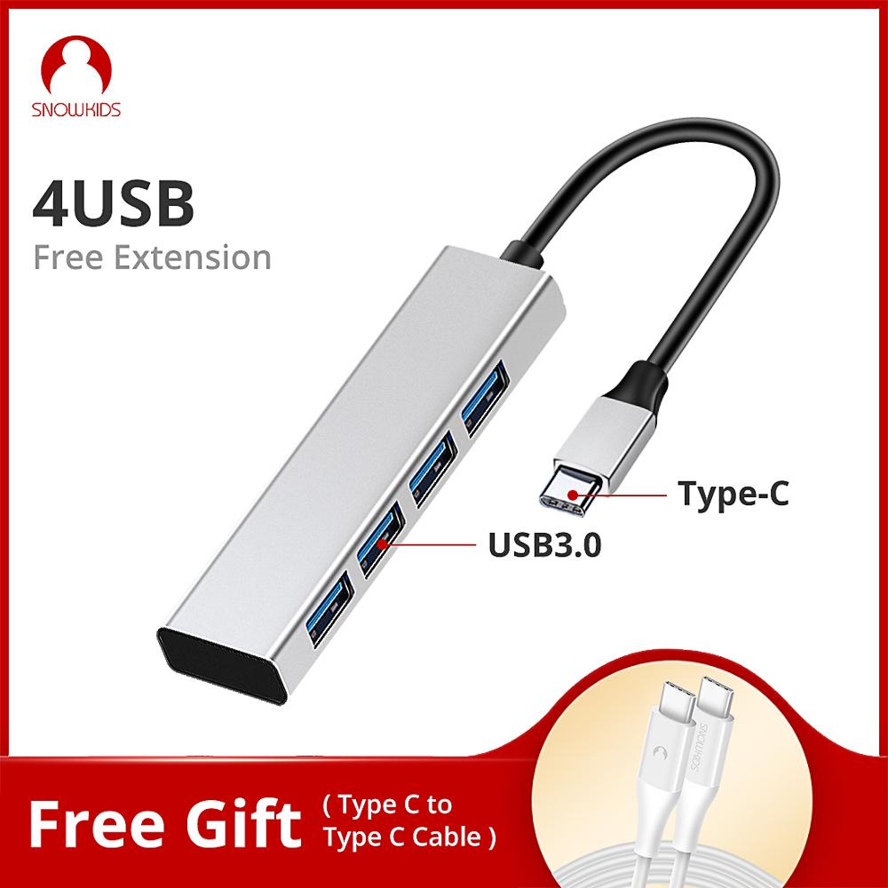 Snowkids USB Type C Hub TypeC to 4 USB 3.0 USB C 4 Ports Adapter Ports