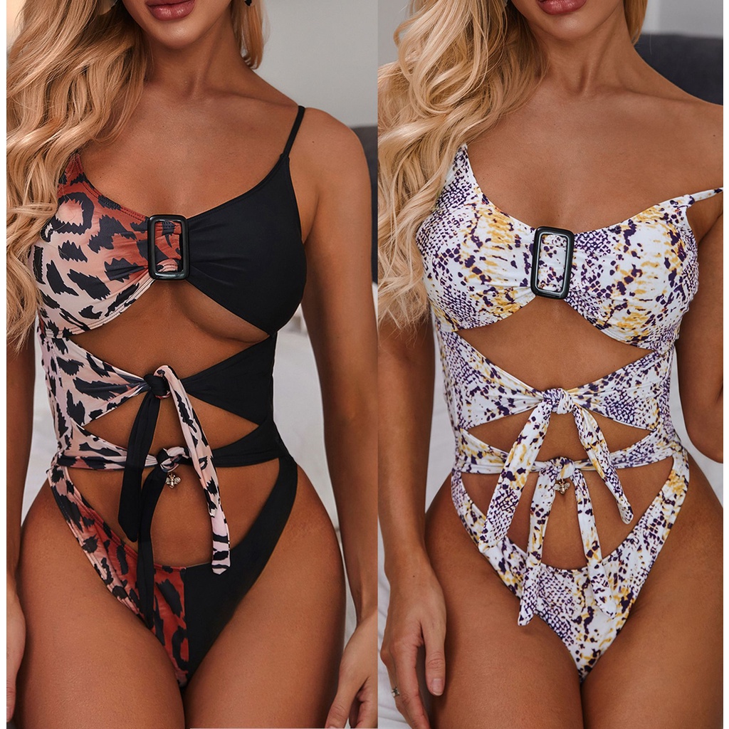 Women Bikini Serpentine Pattern Swimsuit Three Point Tight Swimwear