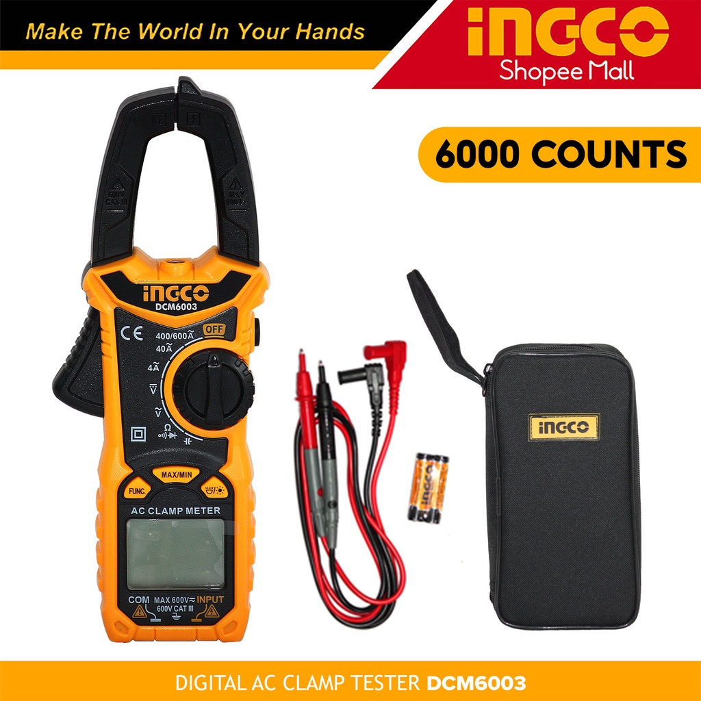 Ingco DCM6003 Digital AC Clamp Meter Tester Electrical Tool _P Shopee