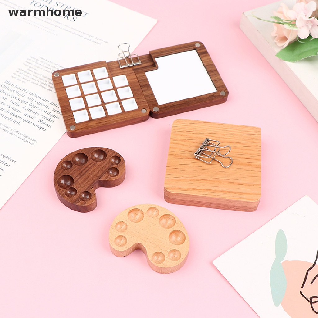 WMPH Empty Wooden Watercolor Palette Travel Portable Mini Watercolor
