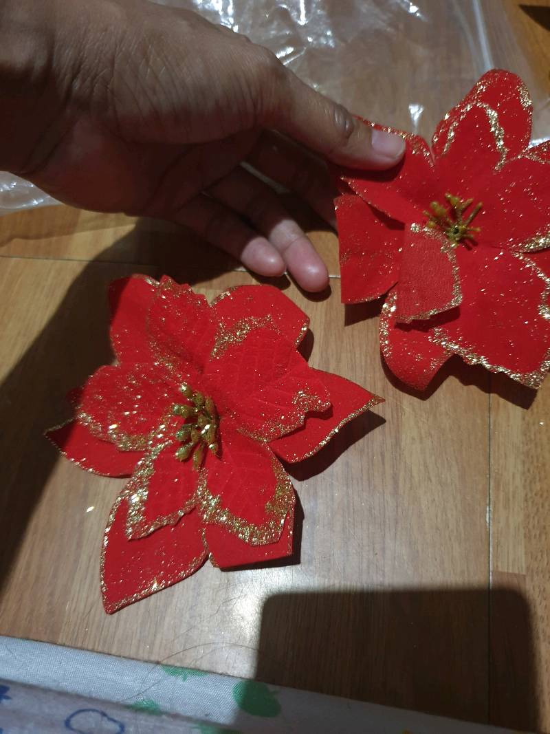 24Hs Delivery] 10PCS 13cm Big Flower Head Glitter Artificial Flowers Flower  Christmas Tree Ornament DIY Xmas Decoration New Year Decoration Navidad  2021 | Shopee Philippines