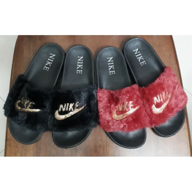 nike fur slides