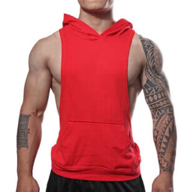 Gym apparel hooded sando open polo muscle side exercise hoddie shirt ...