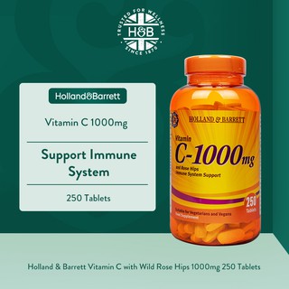 Holland & Barrett Vitamin C With Wild Rose Hips 1000mg 250 Caplets
