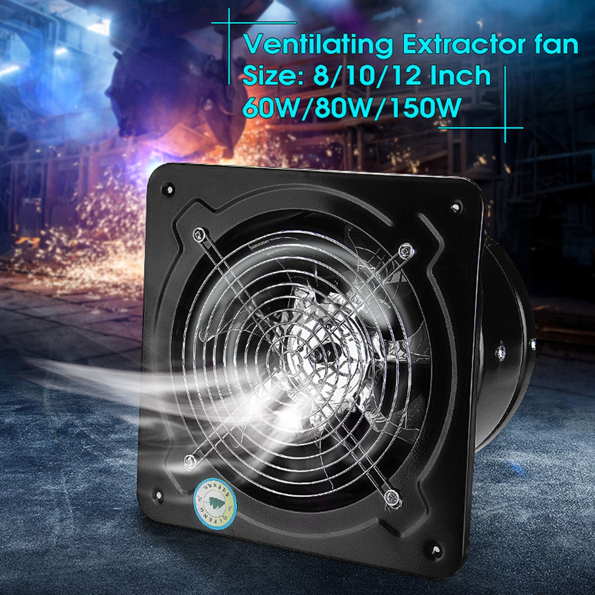 8/10/12/14/16”Industrial Extractor Plate Fan Ventilation Metal Axial
