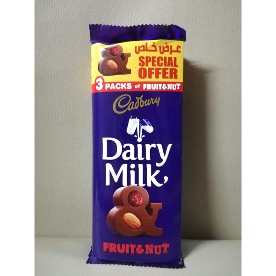 Cadbury Dairy Milk Chocolate Bar Fruit and Nut 100g ( 3pcs in 1 bundle
