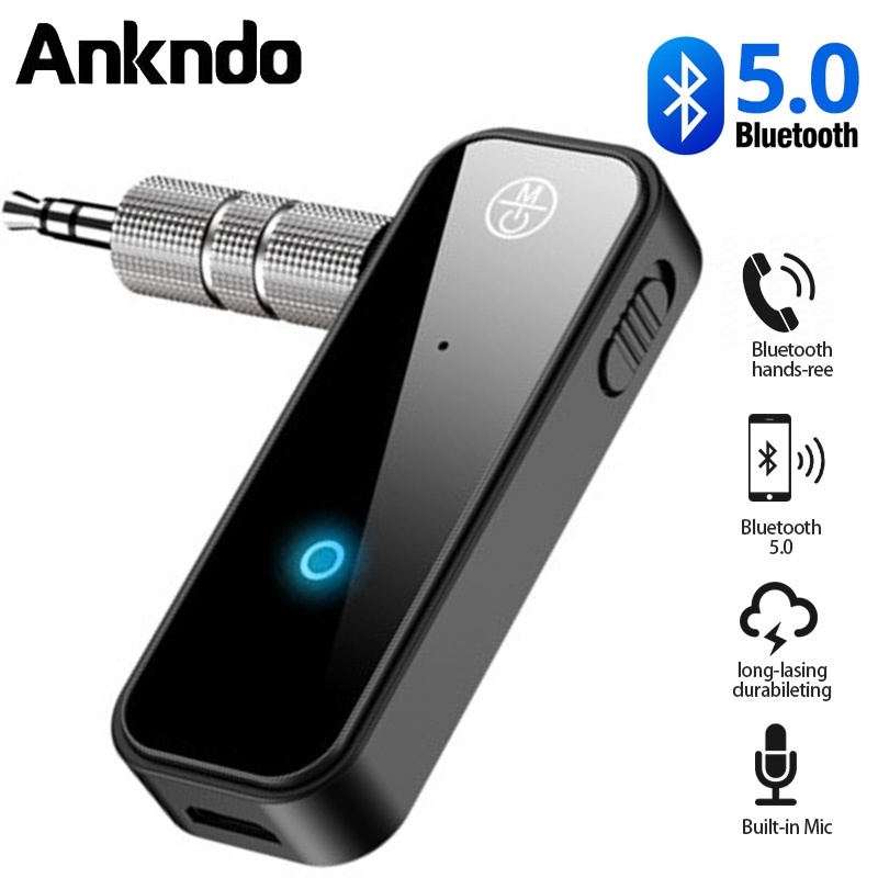 2 in 1 Mini Bluetooth 5.0 Sterio Car Adapter Receiver 3.5mm AUX Jack ...