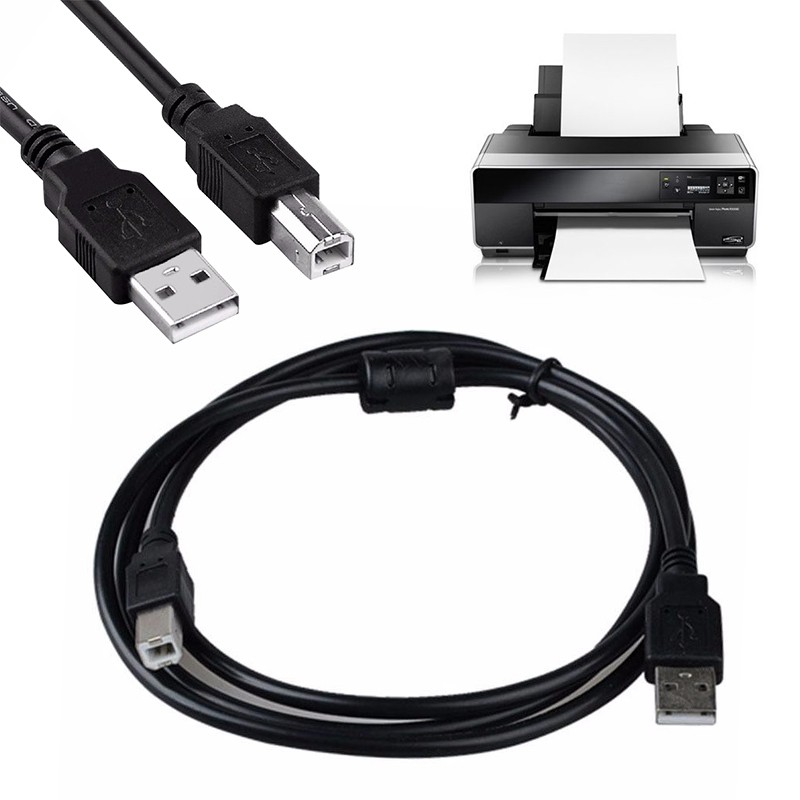 Black Printer Cable 3M Cord USB 2.0 A Male to B High Speed Connector