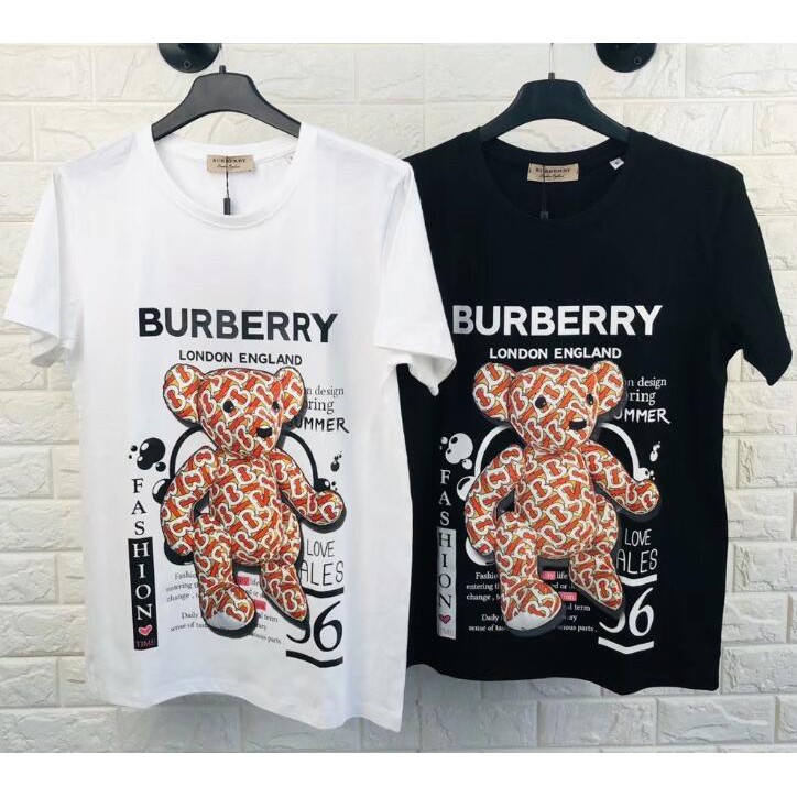 Burberry casual plus size T-shirt loose letter cotton shirt tops | Shopee  Philippines