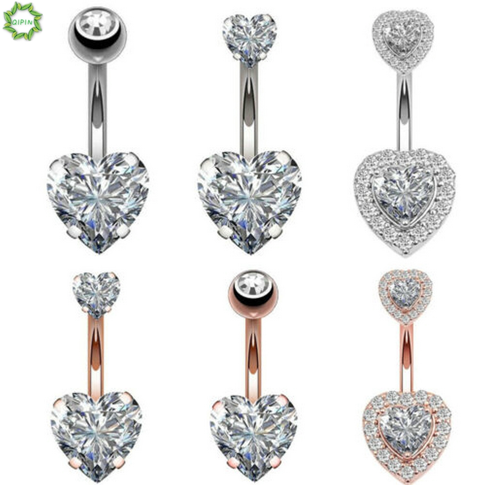 1pcs Heart Body Piercing Kit Belly Button Bar Barbell Navel Ring Surgical Steel