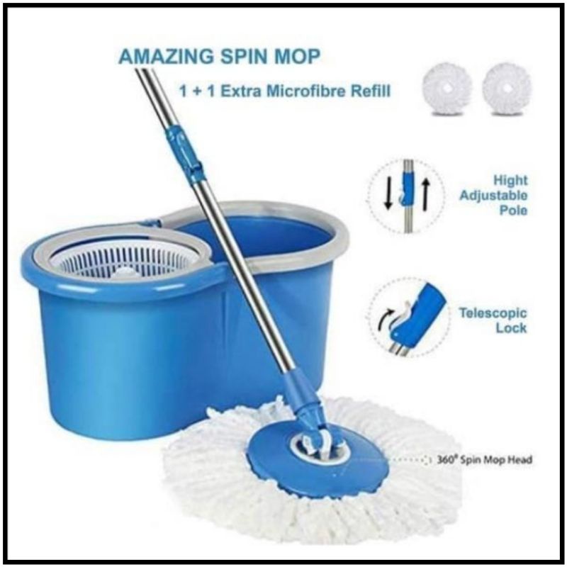 Eight Rotating Stainless Steel Frame Mop With 2 Head Mop Shopee