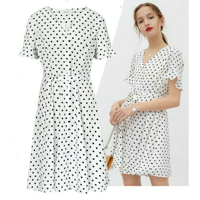 polka dot button up dress