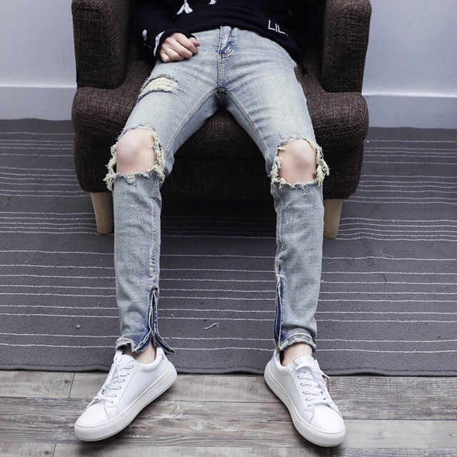 korean ripped jeans mens
