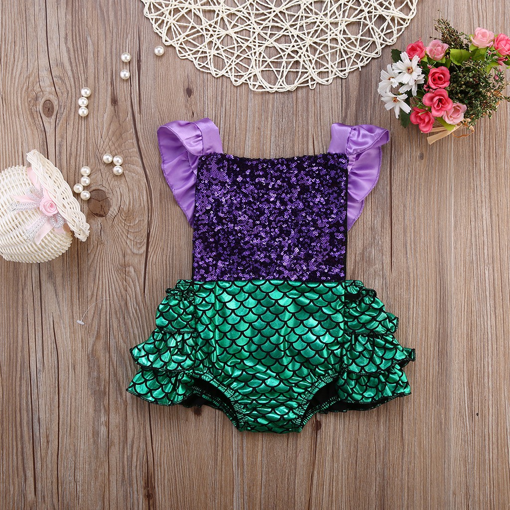 AVVToddler Baby Girl Sequins Mermaid Bodysuit Romper Shopee Philippines